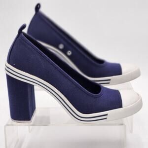 Chinese Laundry Canvas Sneaker Heels Blue Hip Hop Y2K Anime Size 9 S0046